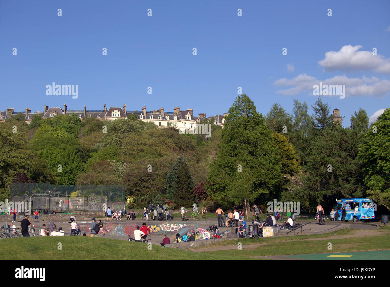 Glasgow Kelvingrove Park Szene Kelvingrove Skate Park Stockfoto