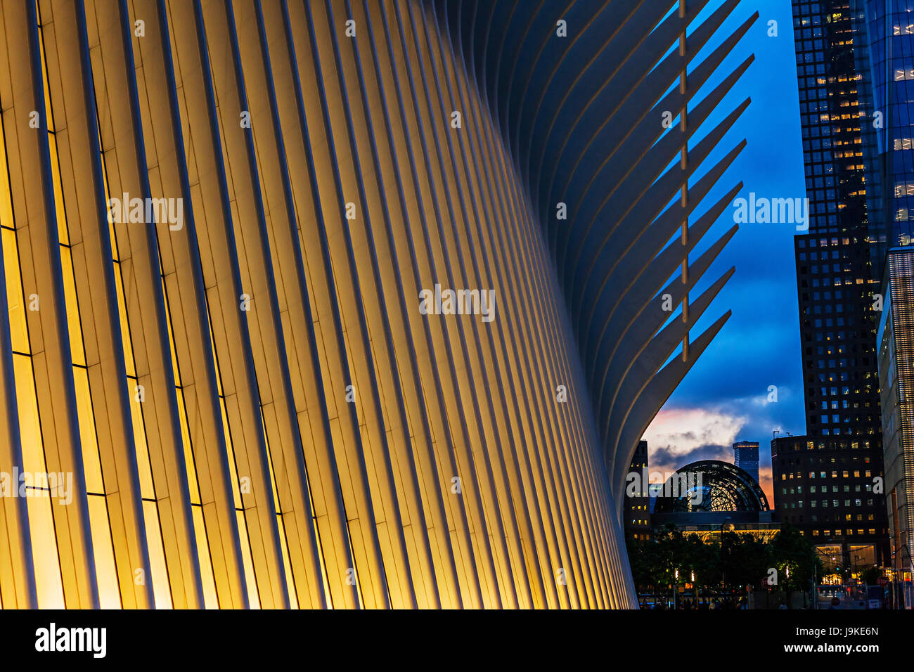 World Trade Centre Verkehrsknotenpunkt von Santiago Calatrava außen, New York Stockfoto