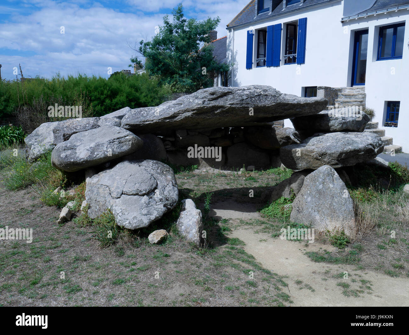 Dolmen Roch En Aud (prähistorische megalithischen) in Saint-Pierre-Quiberon Quiberon Halbinsel (Morbihan, Bretagne, Frankreich). Stockfoto