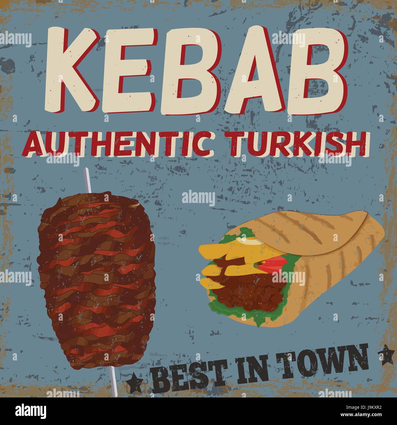 Kebab-Werbeplakat im Vintage-Stil, Vektor-illustration Stock Vektor