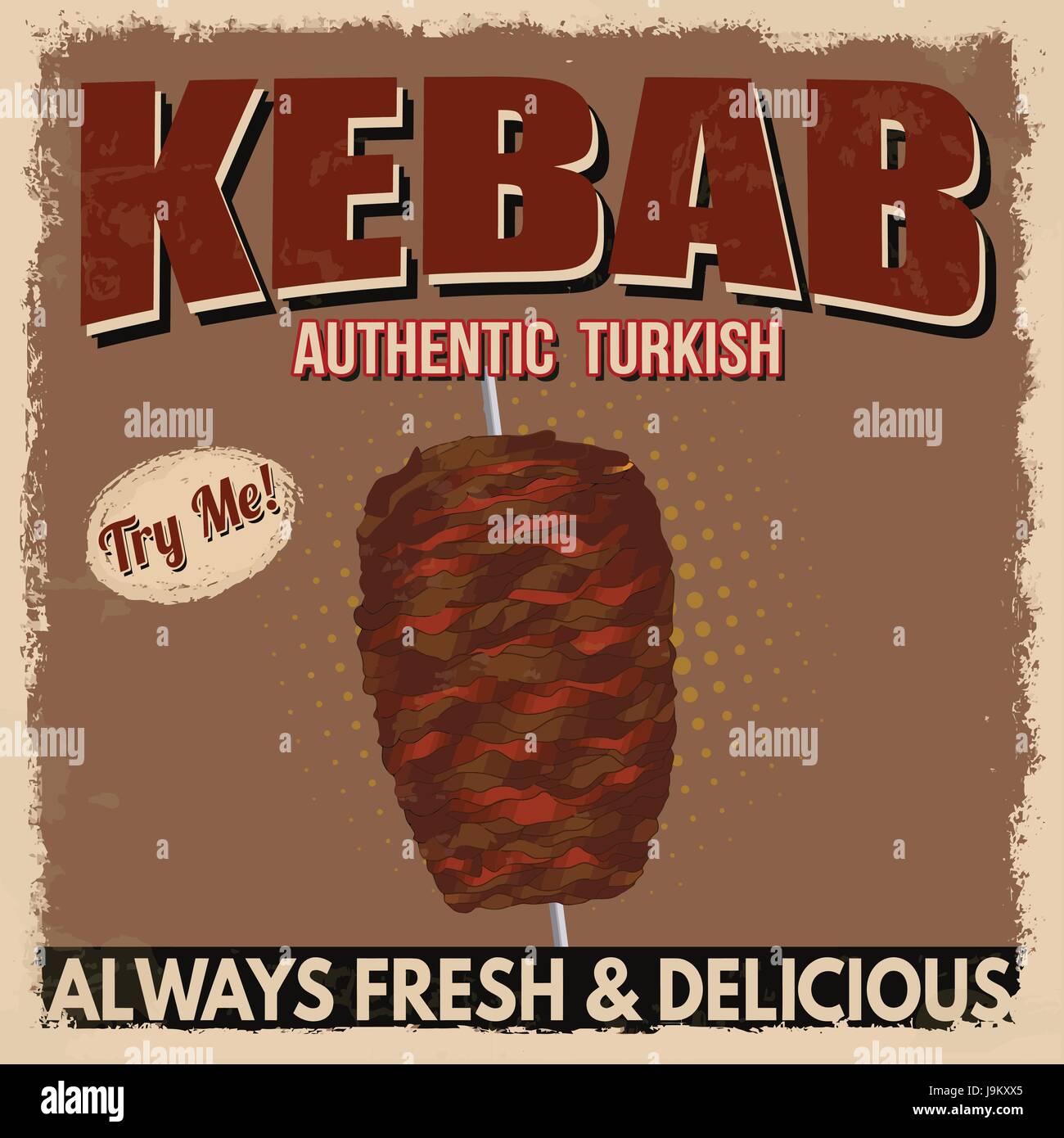 Kebab-Werbeplakat im Vintage-Stil, Vektor-illustration Stock Vektor