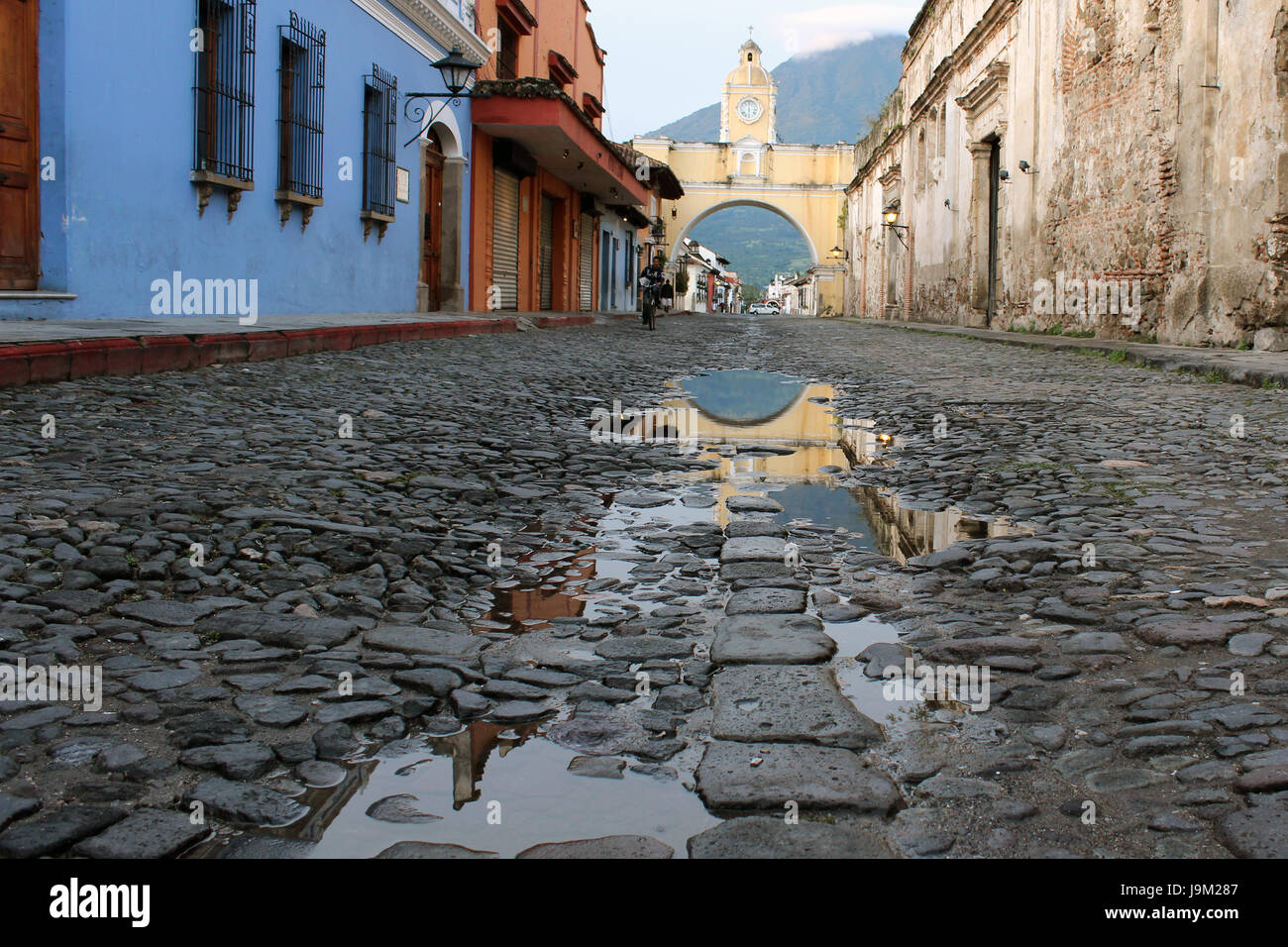 Calle Empedrada De La Antigua Guatemala, Importante Ciudad colonial de América, Patrimonio cultural De La Humanidad De La UNESCO Stockfoto