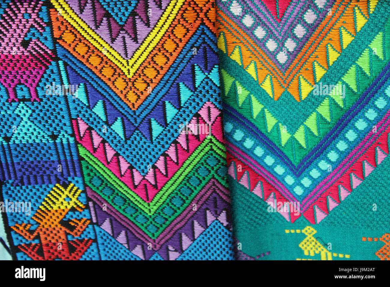 Textilien von Guatemala, Guatemala Handwerker, der täglich in Handarbeit typische Verwendung in der Maya-Gemeinschaft, Hecho ein Mano Por Mujeres Indigenas de Sus casas Stockfoto