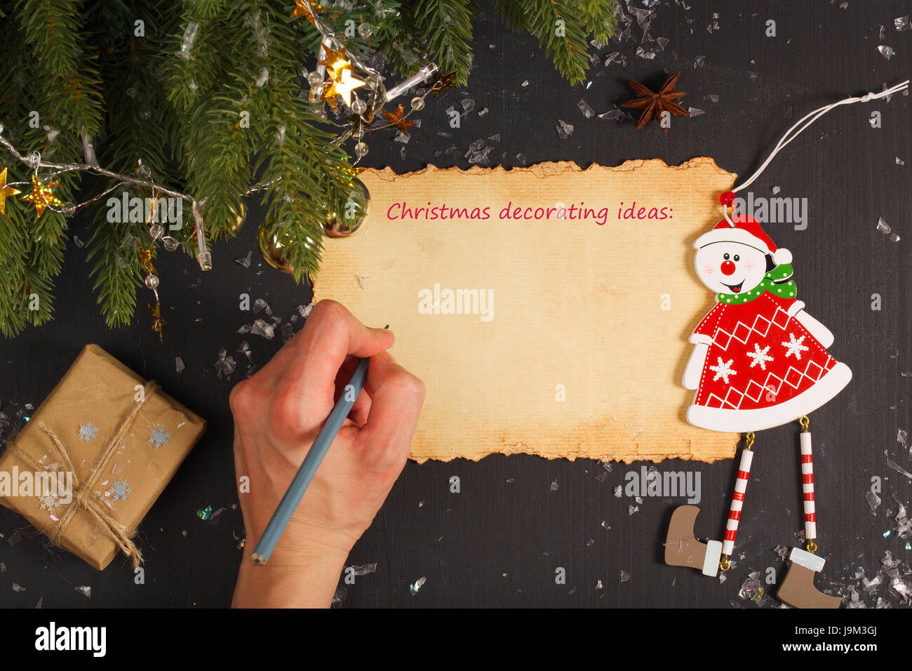 Weihnachten Deko-Ideen. Freiraum für einen text Stockfoto