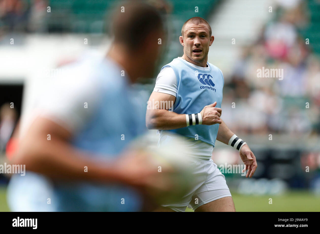 Englands Mike BRown während einer Trainingseinheit im Twickenham Stadium, London. PRESSEVERBAND Foto. Bild Datum: Freitag, 2. Juni 2017. PA-Geschichte-RUGBYU-England zu sehen. Bildnachweis sollte lauten: Paul Harding/PA Wire. Einschränkungen: Editorial Gebrauch, nicht für kommerzielle Zwecke ohne vorherige Genehmigung. Stockfoto