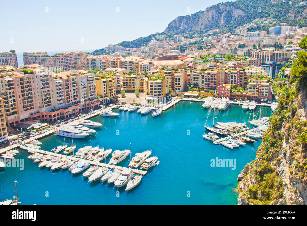 Yacht, Hafen, Boot, Monaco, Salzwasser, Meer, Ozean, Wasser, Gebäude, Rudern Stockfoto