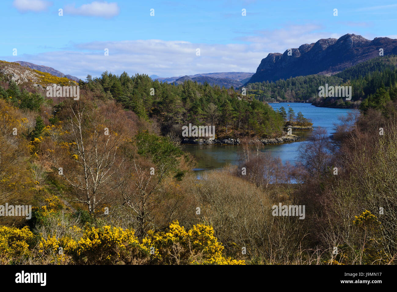 Blick hinunter auf Loch Carron aus Plockton Dorf, Highland Region, Schottland Stockfoto