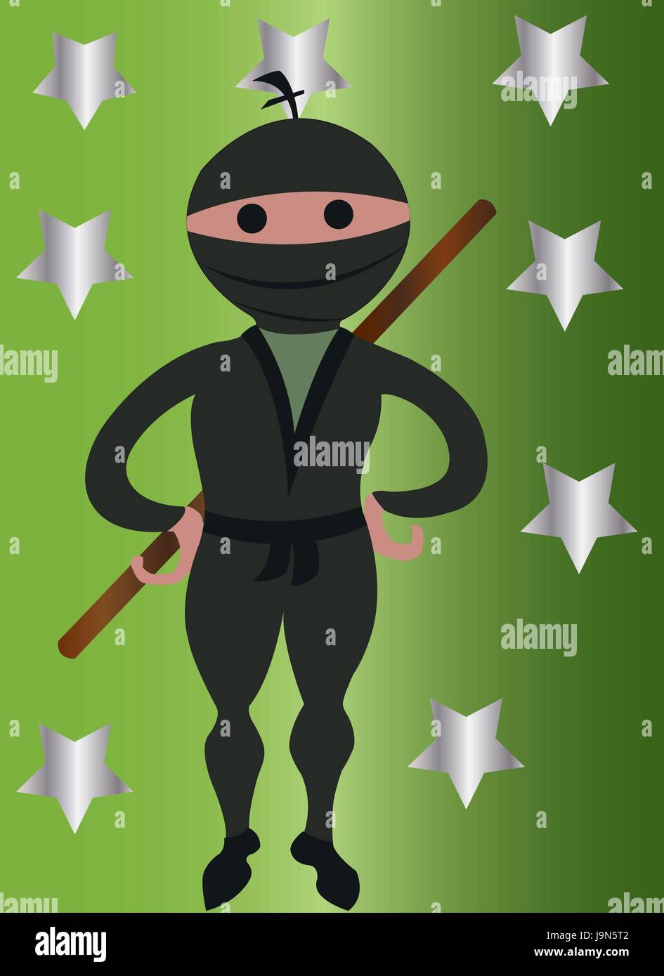 Ein Ninja im Standby-Modus Stock Vektor