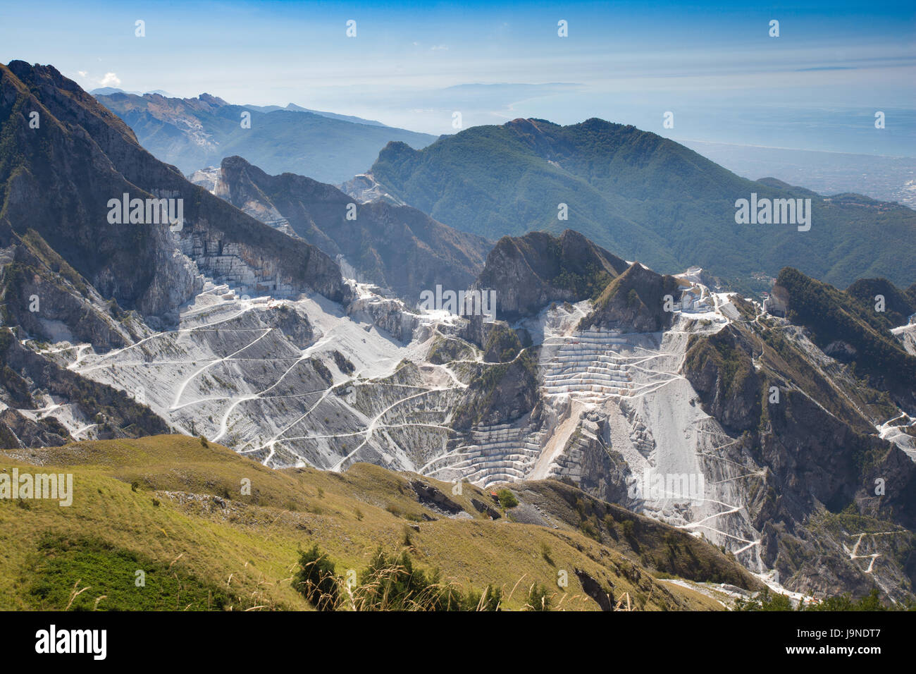 Blick auf den Steinbrüchen von Carrara Stockfoto
