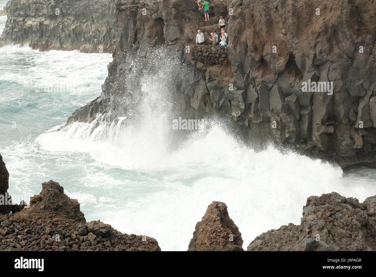 Los Hervideros auf Lanzarote Stockfoto