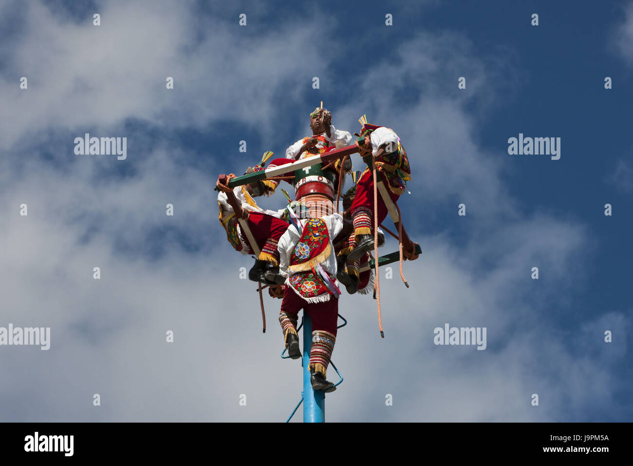 Voladores overhung Tanz der Totonaca Indianer, Tulum, Halbinsel Yucatan, Mexiko, Stockfoto