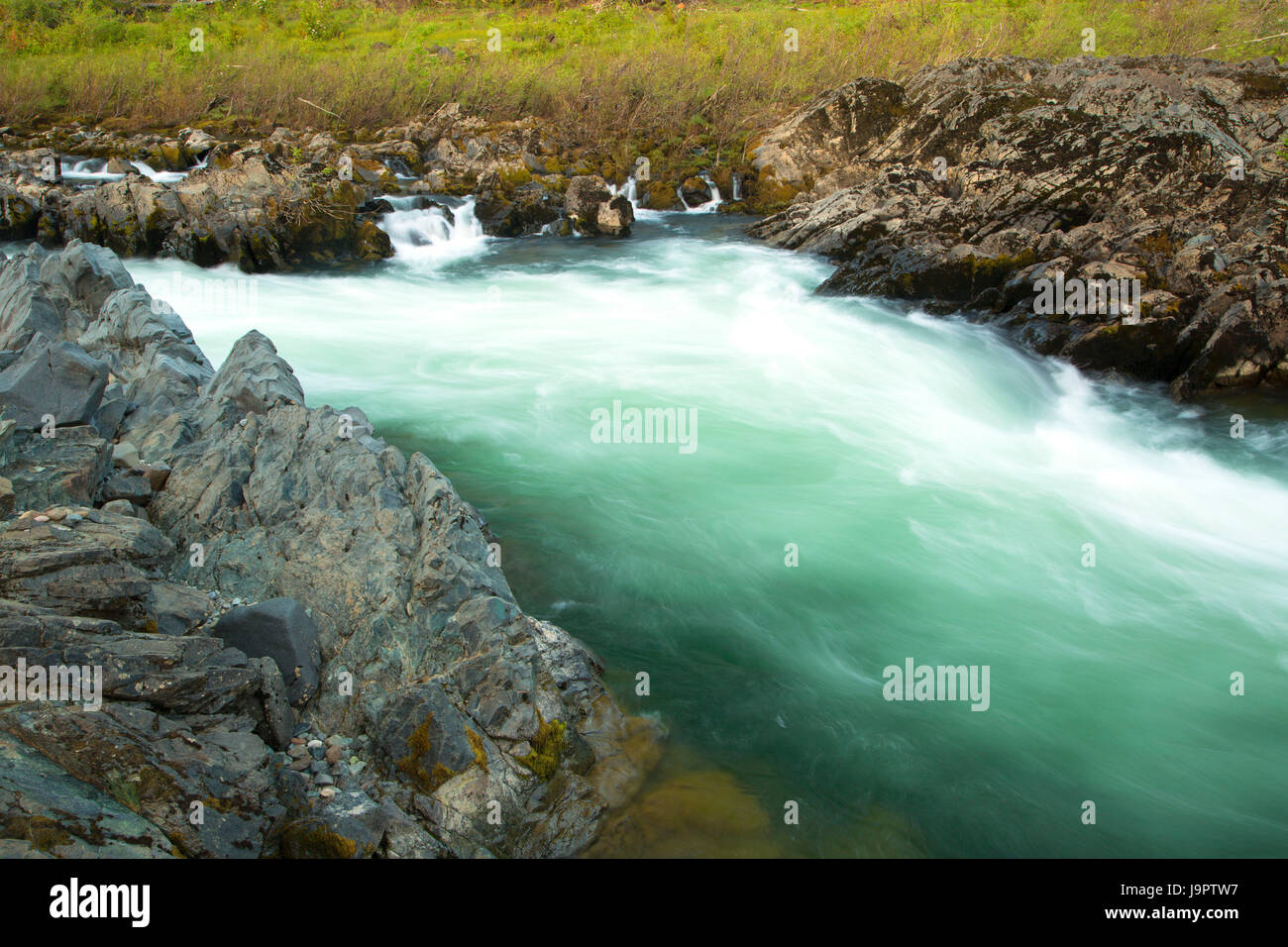 Little Falls entlang wenig Falls Trail, Illinois Wild and Scenic River, Siskiyou National Forest, Oregon Stockfoto