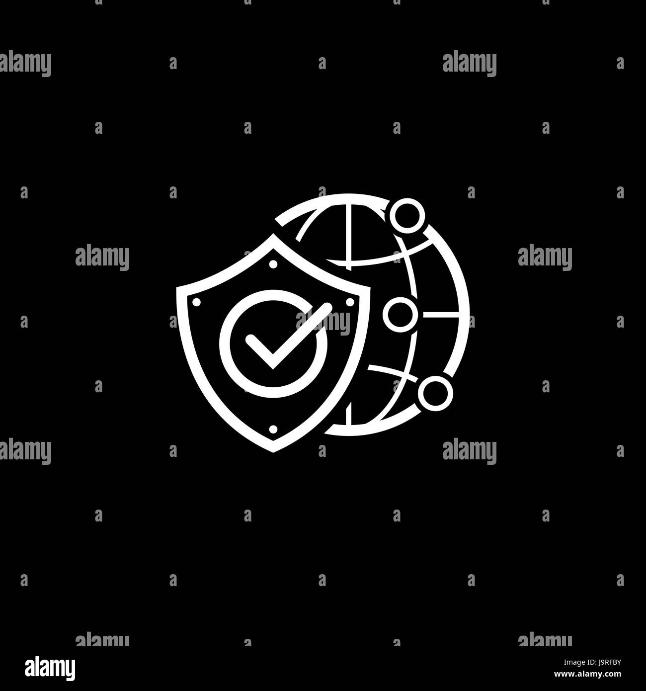 Weltweiter Schutz-Symbol. Flaches Design. Stock Vektor