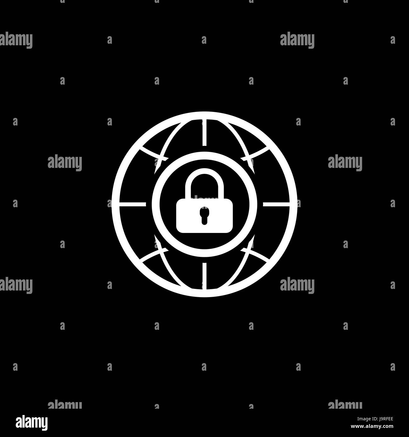 Internet Security-Symbol. Flaches Design. Stock Vektor