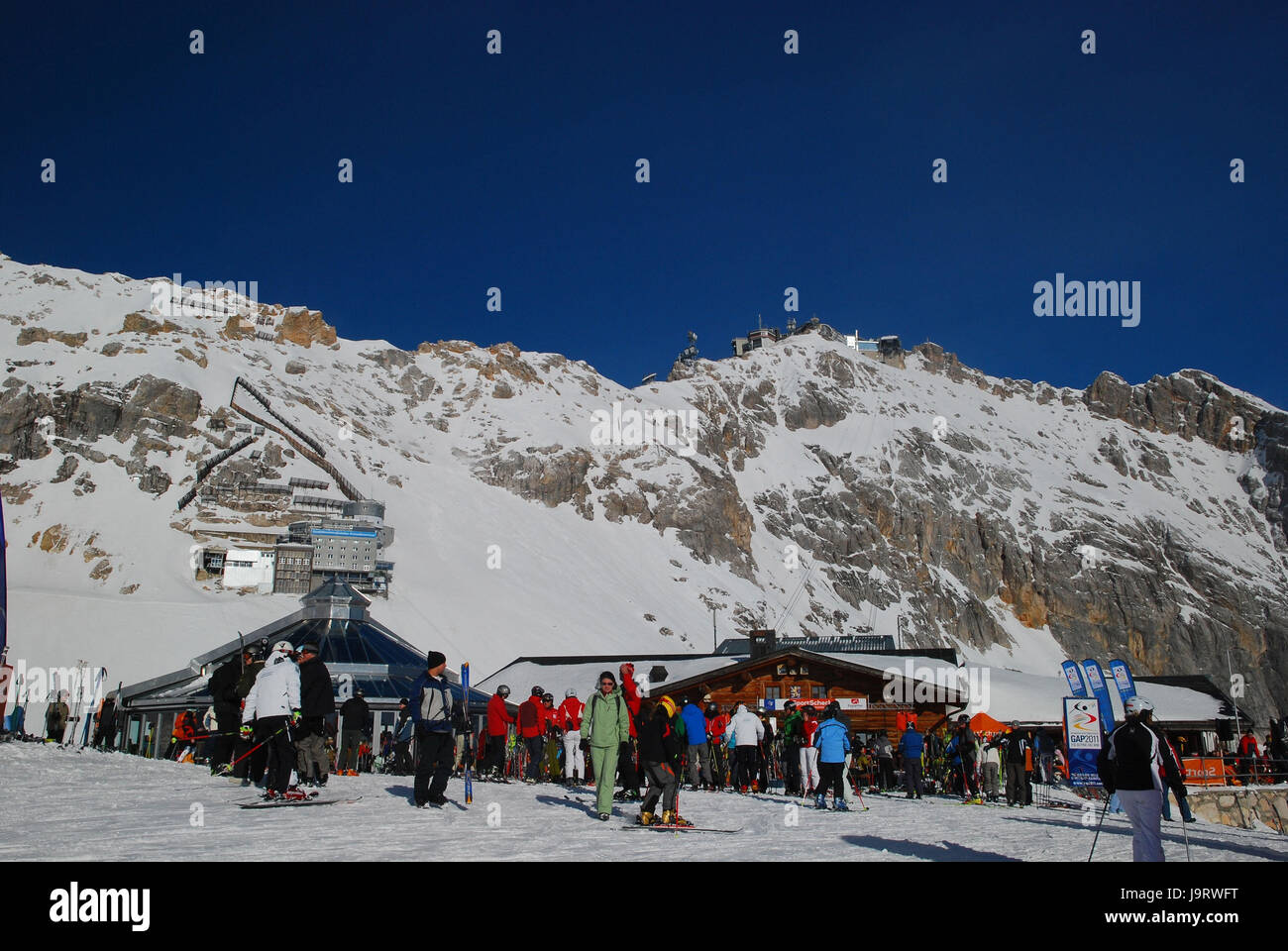 Deutschland, Bayern, Zugspitze, Zugspitze Niederdeutsch, Sonnalpin, Gletschergarten, Zugspitze Gipfel, winter Stockfoto