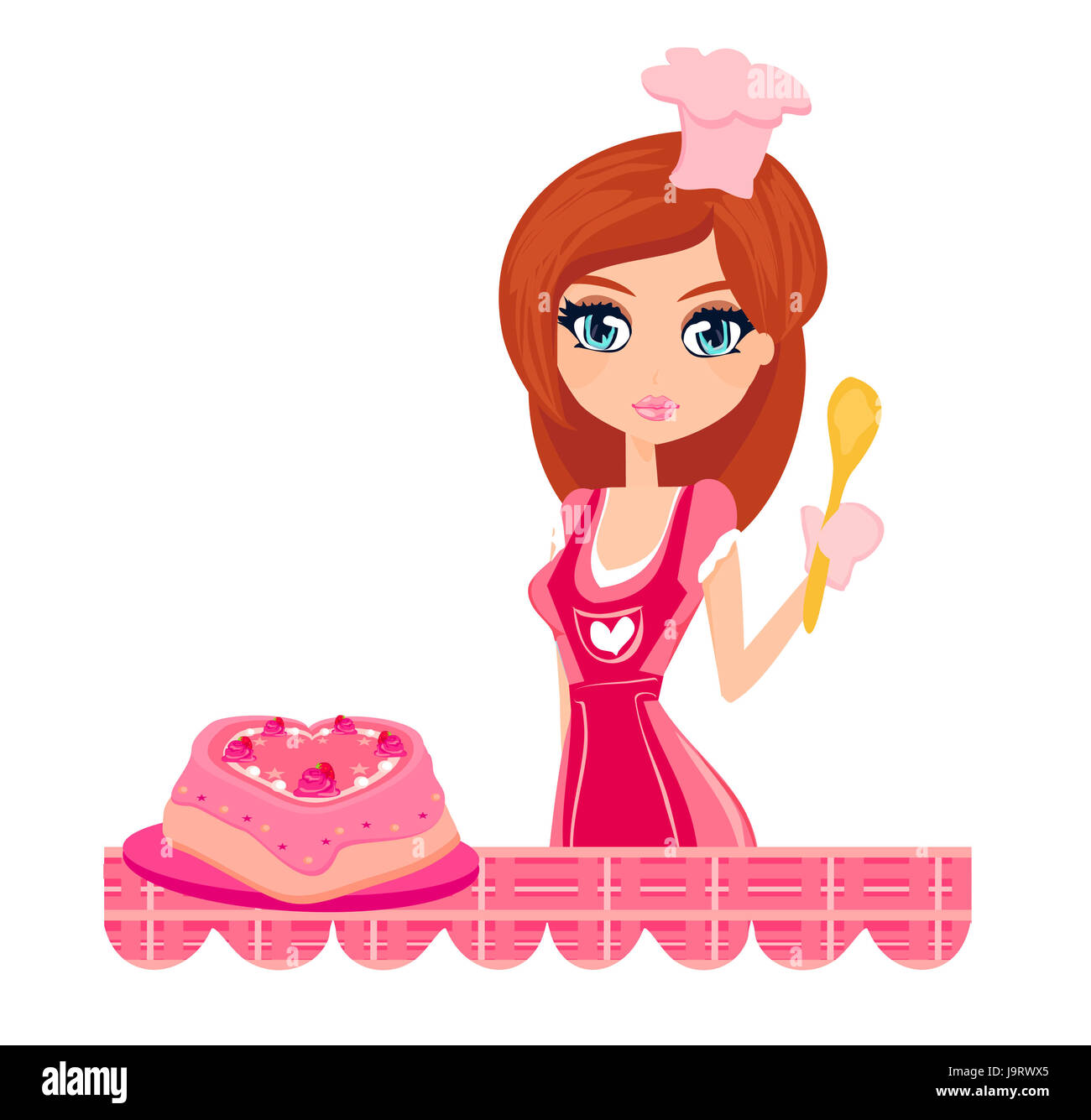 Frau, Frauen, Hausfrau, Kochen, Köche, Kochen, Kochen, Kuchen, Torte, Kuchen, Koch, Stockfoto