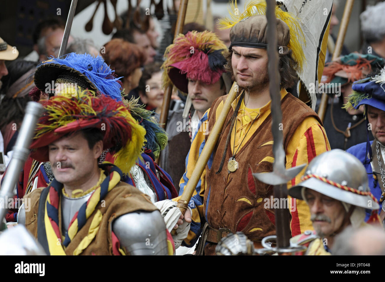 Deutschland, Bayern, Oettingen, Mittelalter Markt, feste Prozession, Stockfoto