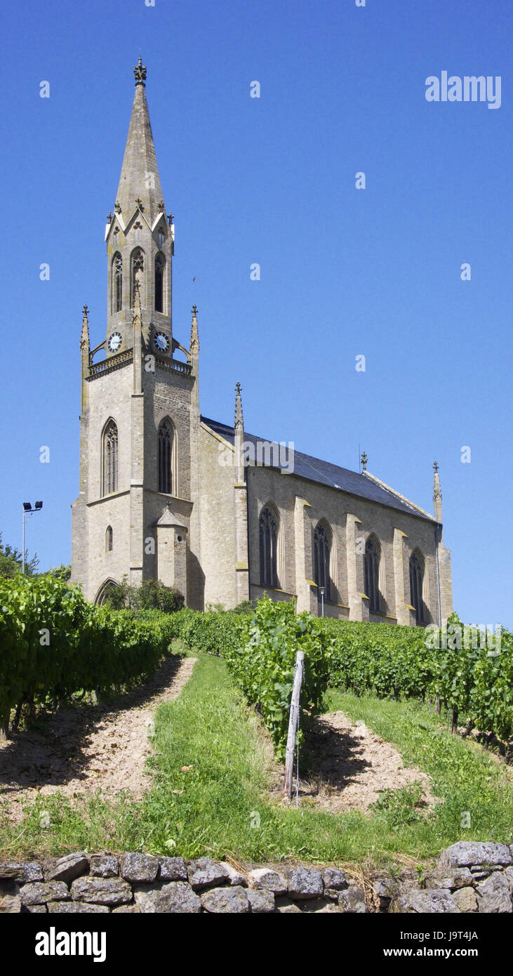 Deutschland, Haus Waldböckel, Kirche, Weinberg, Stockfoto