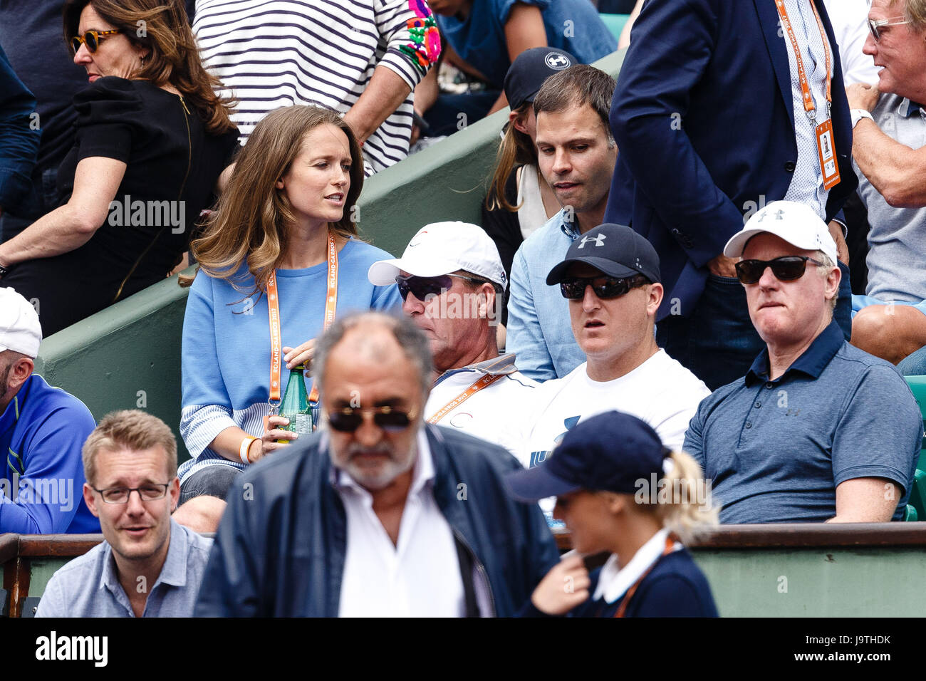 Paris, Frankreich, 3. Juni 2017: Die Ehefrau von Andy Murray, Kim Sears (L)) und Coach Ivand Lendl während Andy Murrays 3. Runde bei den 2017 Tennis French Open in Roland Garros Paris entsprechen. Bildnachweis: Frank Molter/Alamy Live-Nachrichten Stockfoto