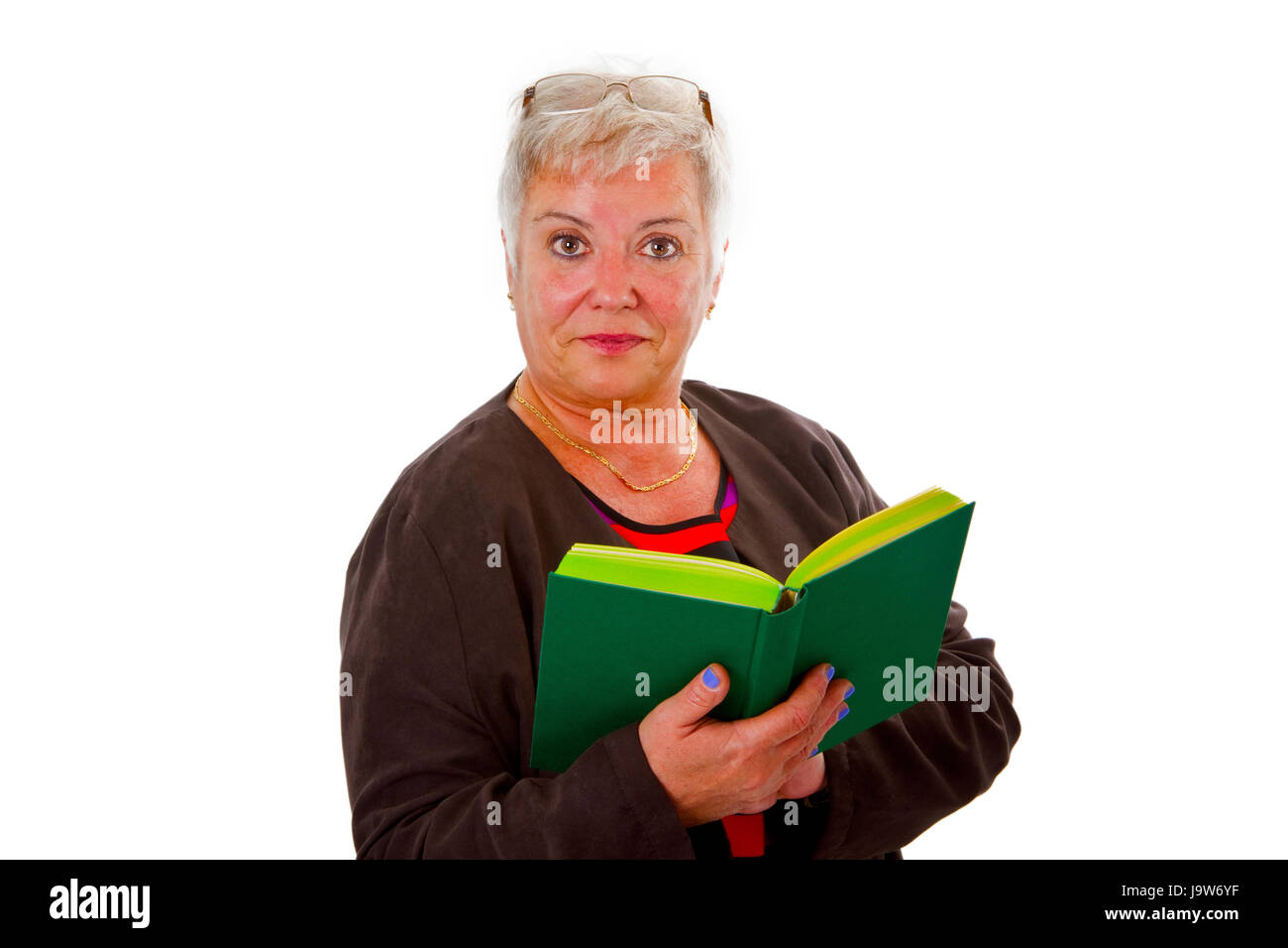 Senior mit Buch Stockfoto