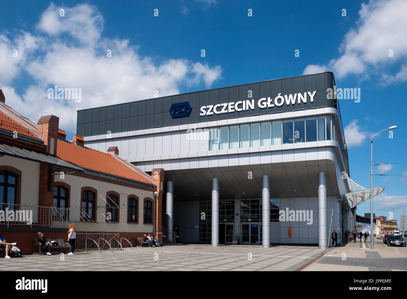 Außenseite der Bahnhof Szczecin Główny in Polen Stockfoto