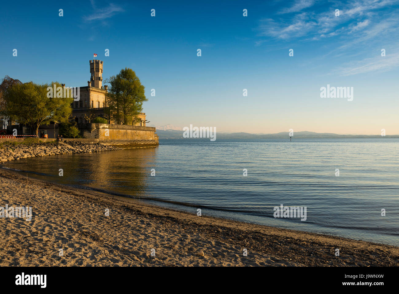 Schloss Montfort, Sunset, Oberschwaben, Bodensee, Langenargen, Baden-Württemberg, Deutschland Stockfoto