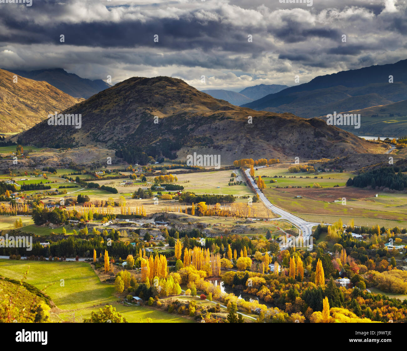 Herbstlandschaft, in der Nähe von Queenstown, Neuseeland Stockfoto