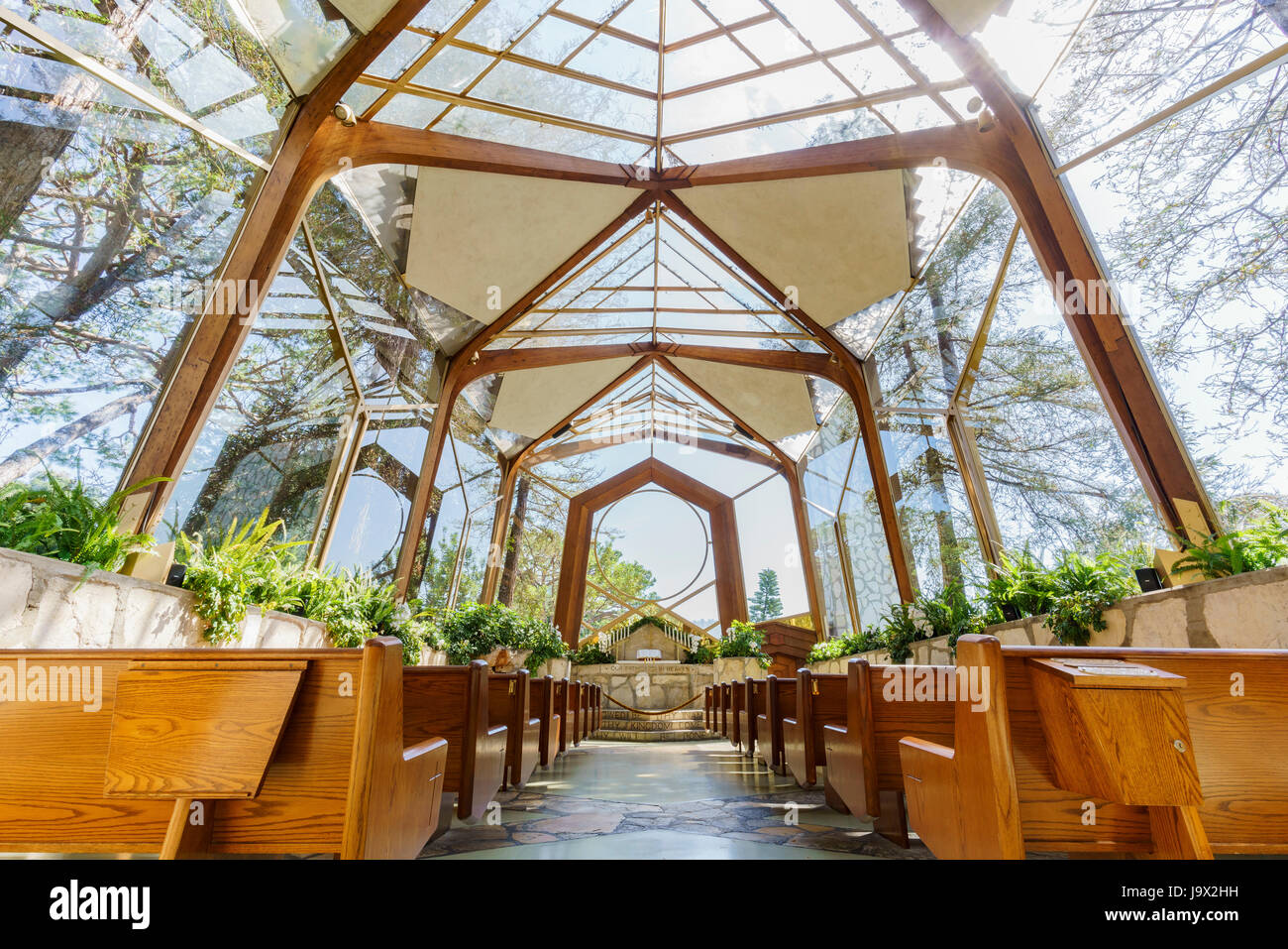 Die schöne Glas-Kirche - Wanderer-Kapelle in Rancho Palos Verdes, Kalifornien Stockfoto