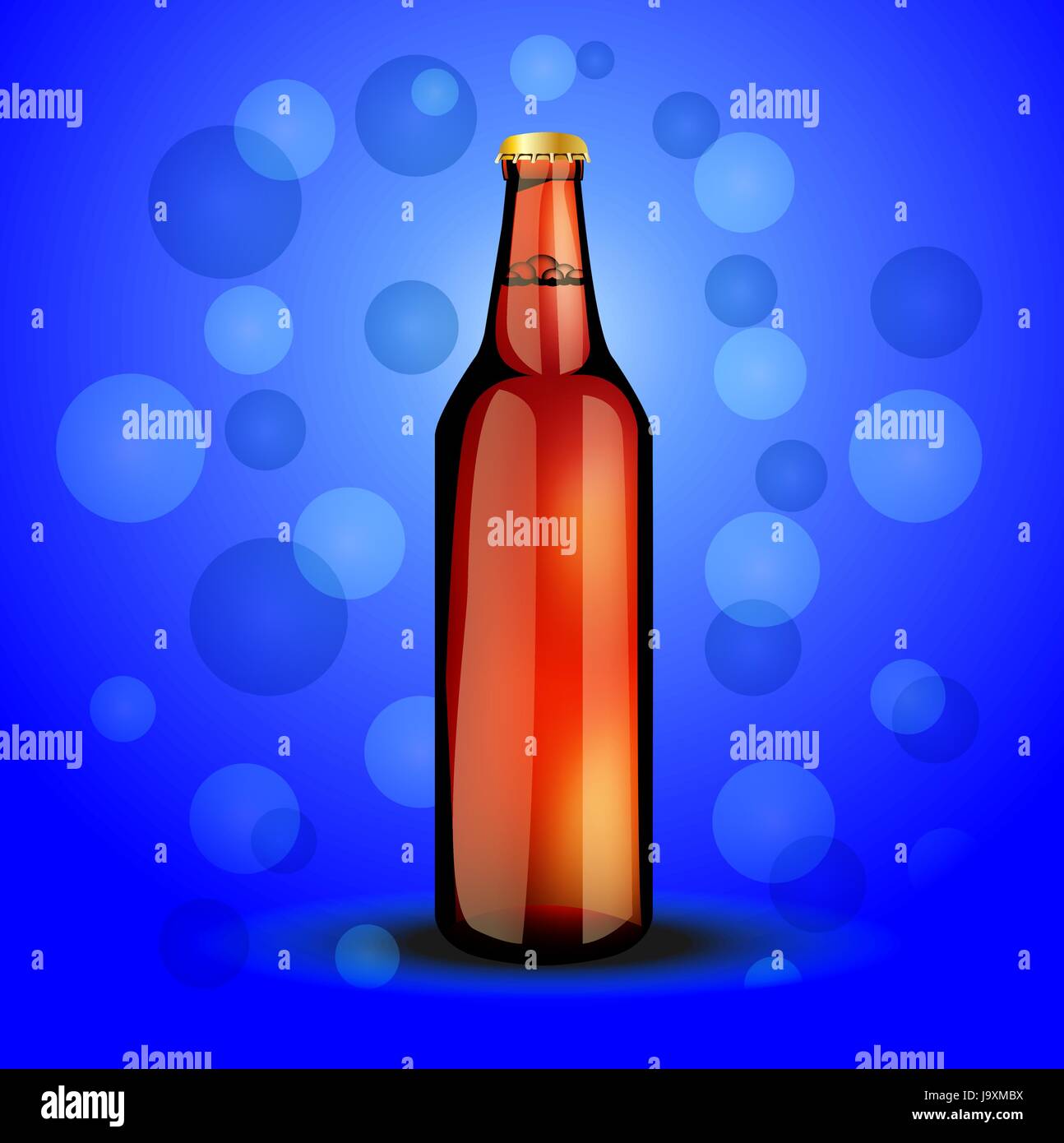 Glasflasche mit kohlensäurehaltige Getränke, Vektor-illustration Stock Vektor