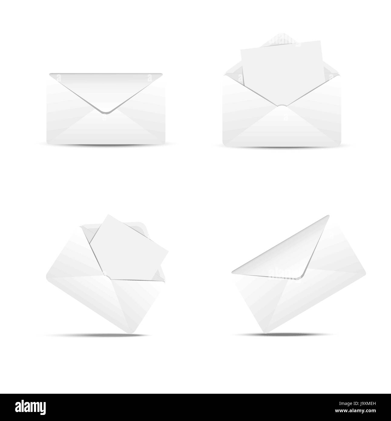 Vier Papierumschläge auf weißem Hintergrund, Vektor-illustration Stock Vektor