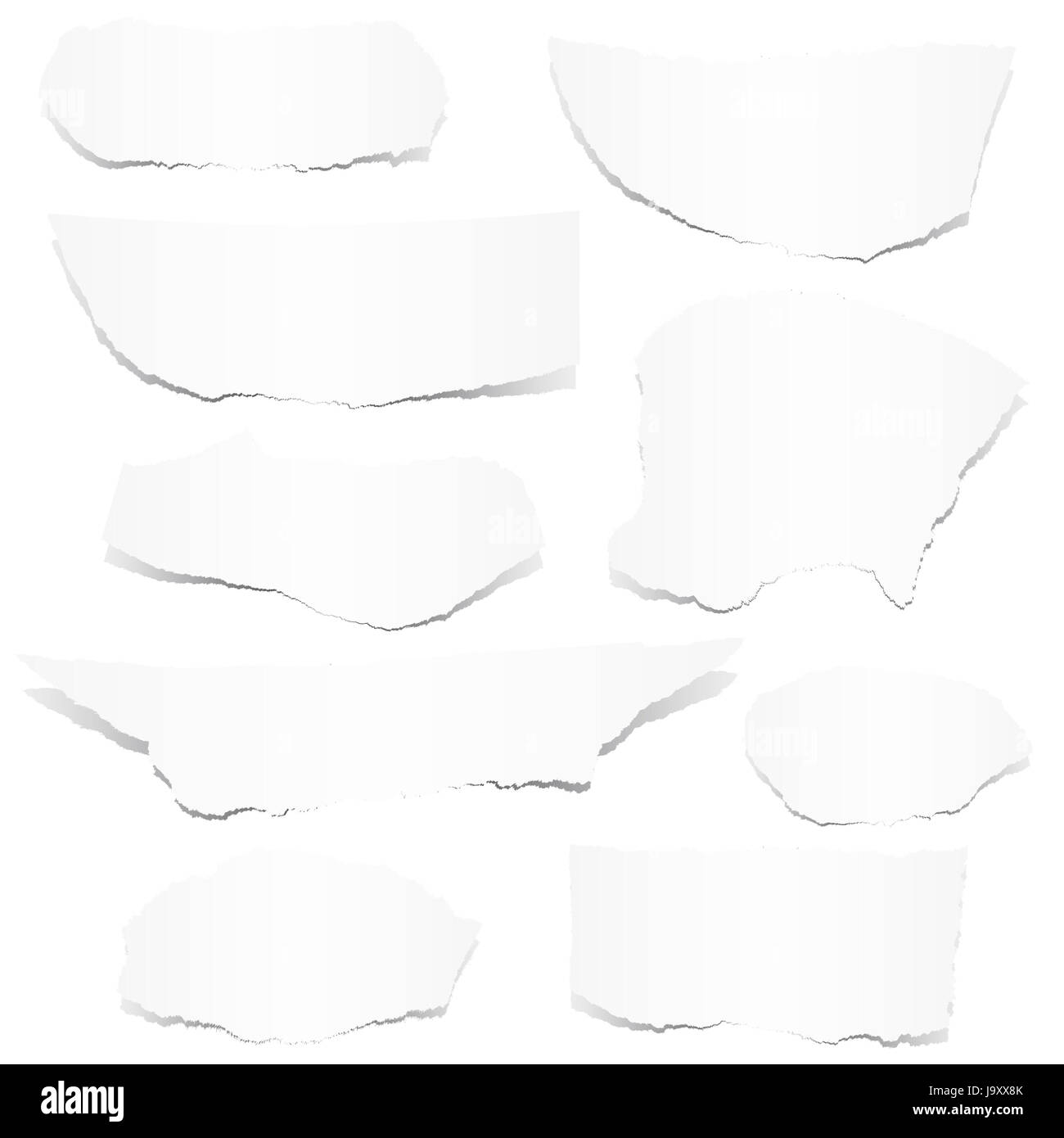 Sammlung - weiße Papierfetzen Stockfoto