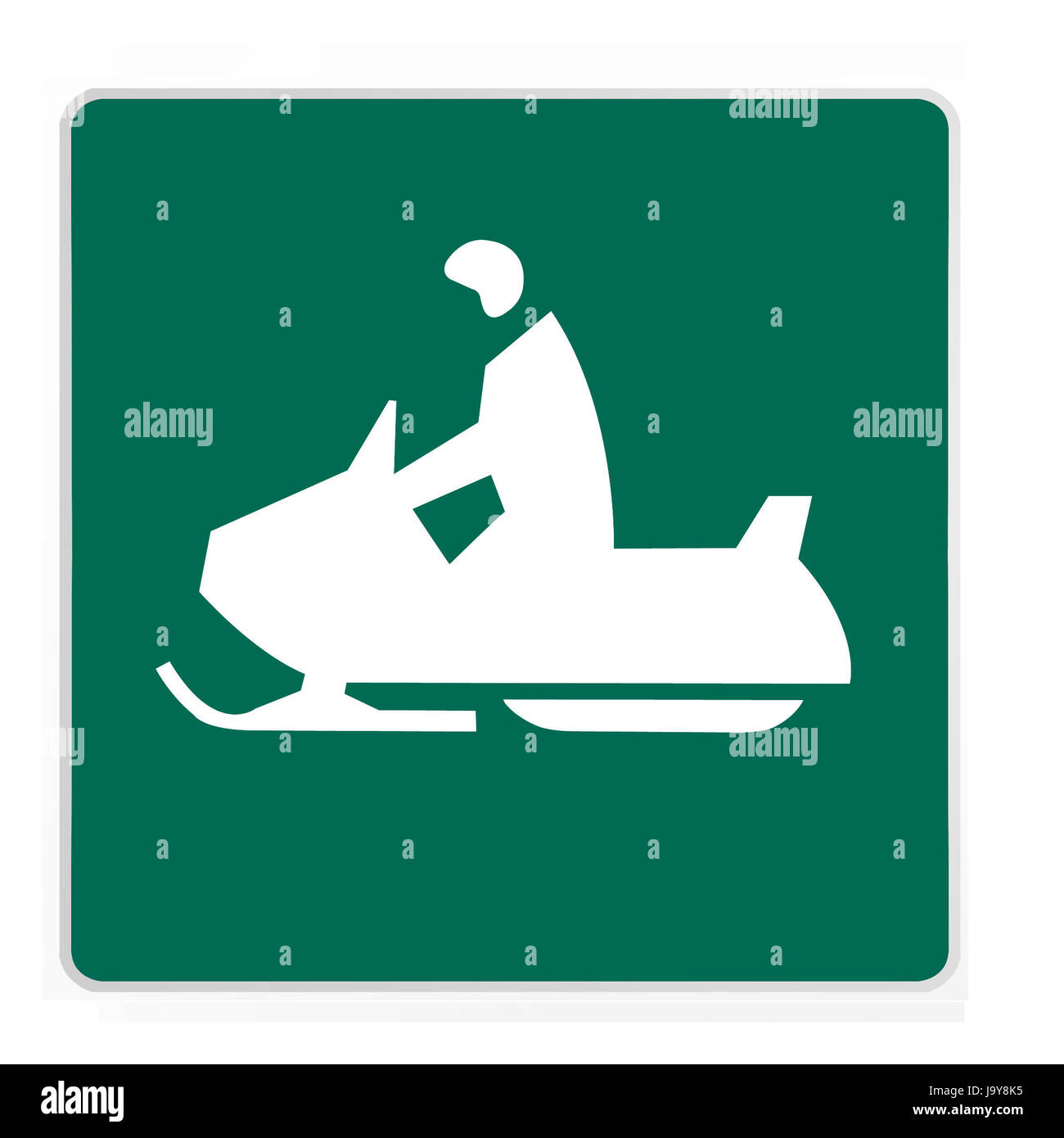 Straßenschild - Snowmobiler grün Stockfoto