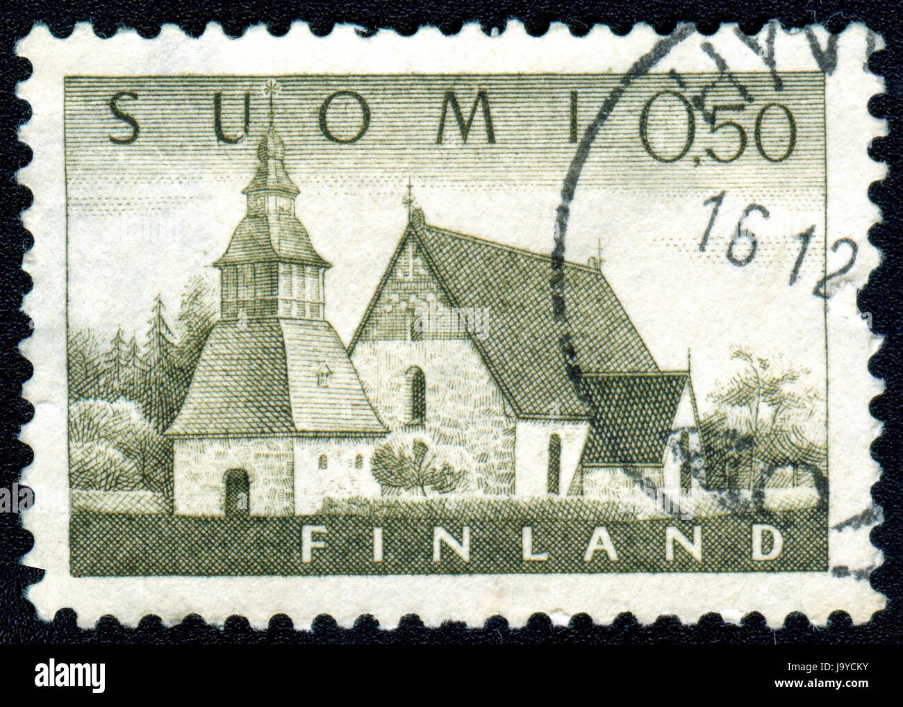 Moskau, Russland - 3. Juni 2017: eine Briefmarke gedruckt von Finnland, finnische Kirche zeigt Stockfoto