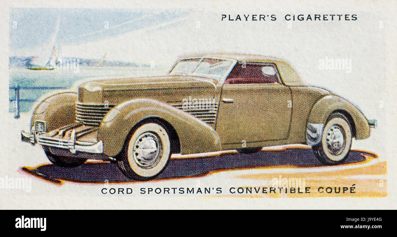 Schnur Sportlers Cabrio Coupe Zigarette Karte Spieler 1937 zweite Serie PKW Stockfoto