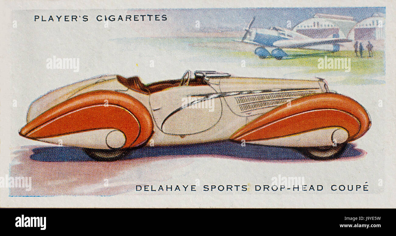 Delahaye Sport Drop Head Coupé Zigarette Karte Spieler 1937 zweite Serie PKW Stockfoto