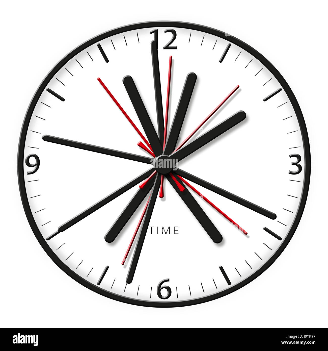 Uhr, Datum, Uhrzeit, Zeitanzeige, Sekunden, Minuten, Stunden, Stunde, Minute, Stockfoto