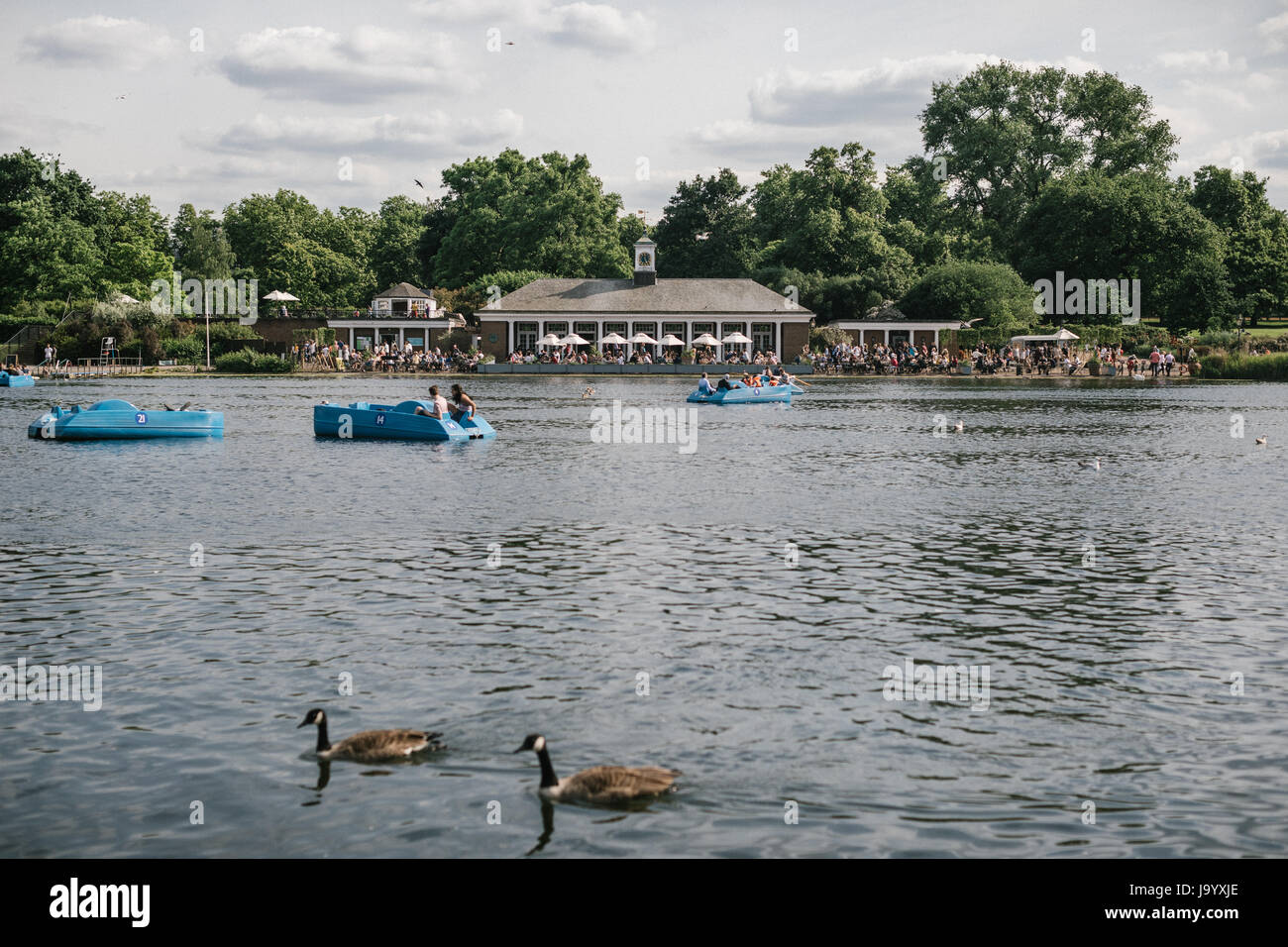 Die Serpentine Lake und Schwimmverein in Hyde Park, London. Stockfoto