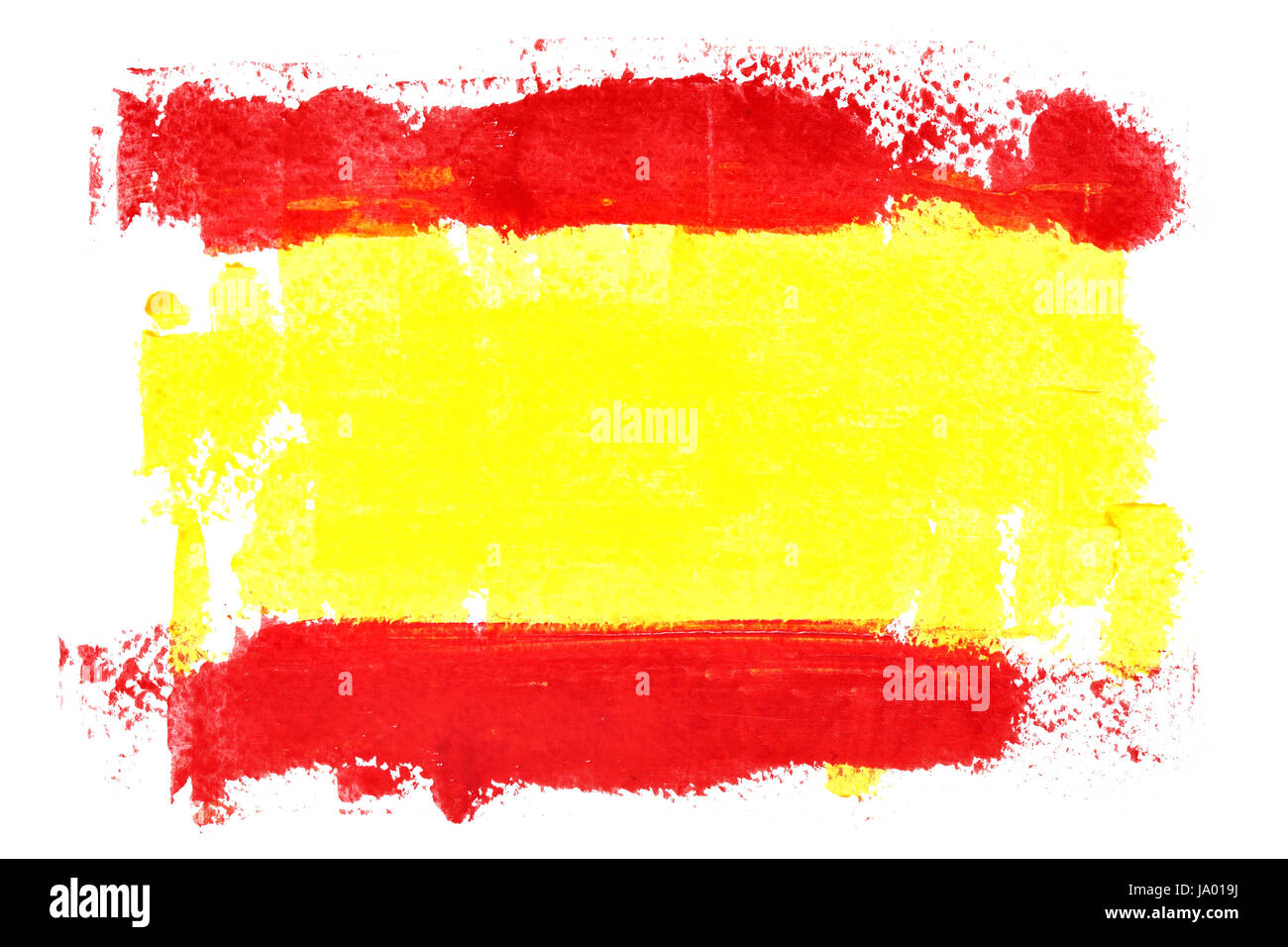 Spanische Flagge von Pinselstrichen auf dem weißen Hintergrund isoliert  Stockfotografie - Alamy