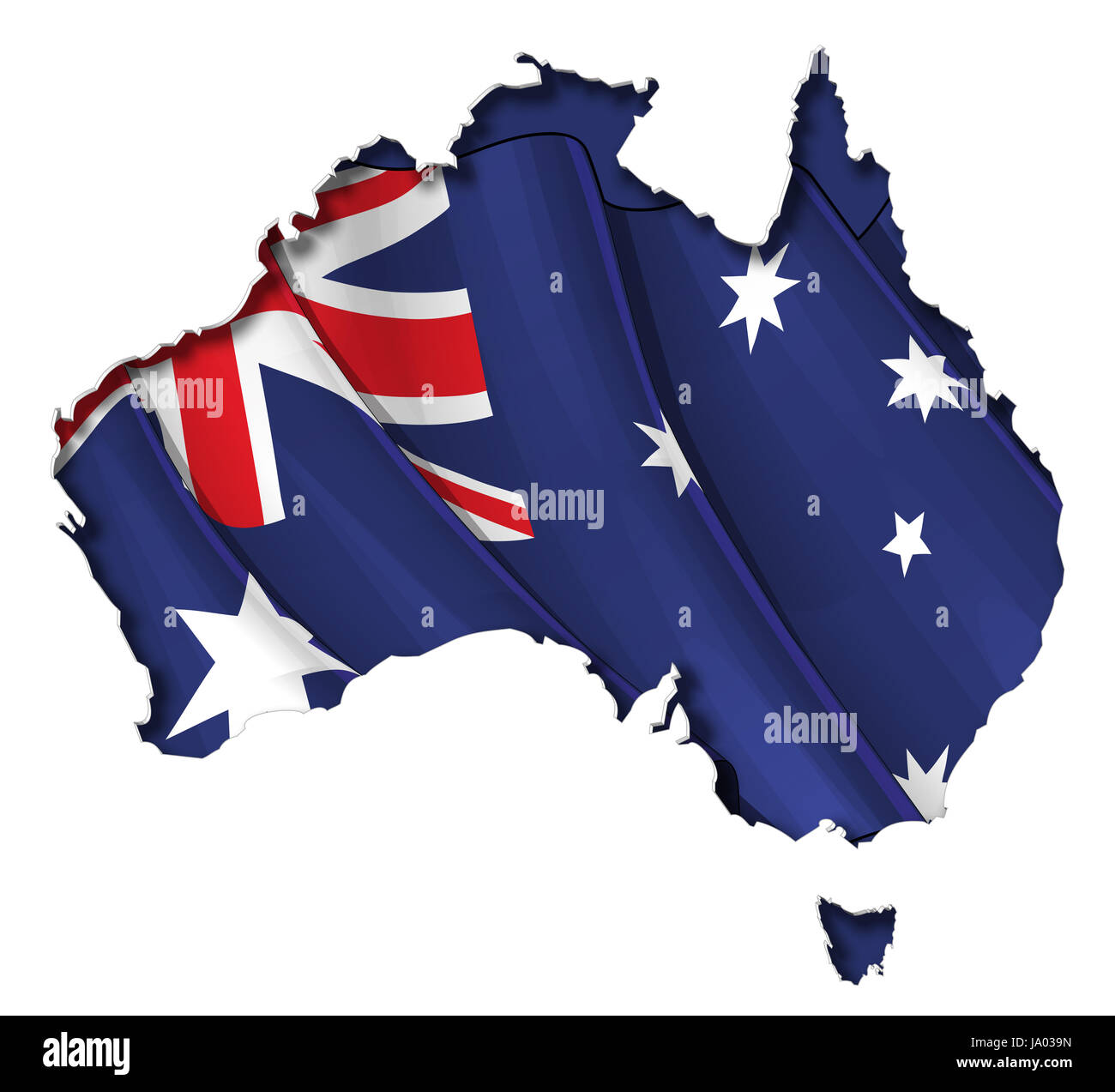 Australien, Flagge, Freisteller, Australien, Ozeanien, Karte, Atlas, Karte der Welt, Stockfoto