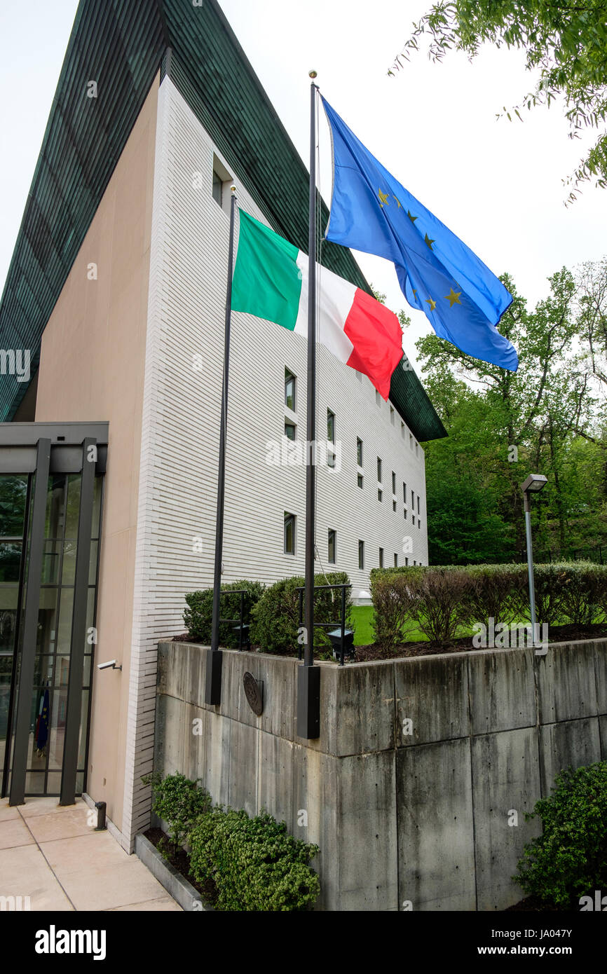 Italienische Botschaftsgebäude, 3000 Whitehaven Street NW, Washington DC, USA Stockfoto