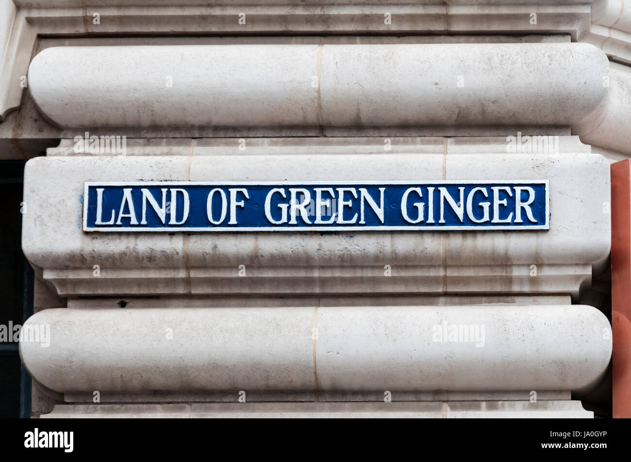 Zeichen für Land of Green Ginger in Hull. Stockfoto