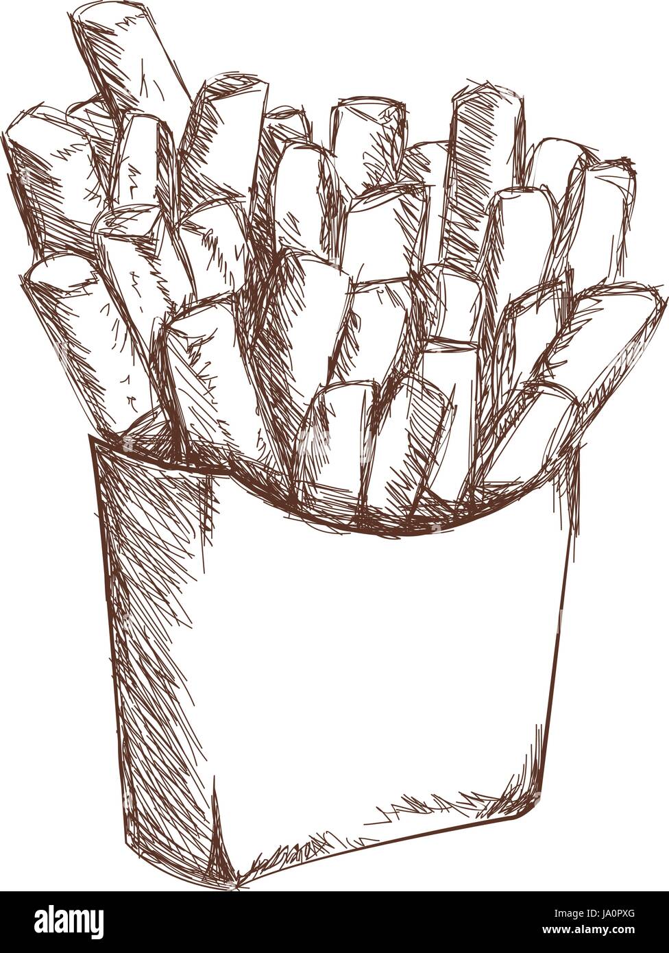 Vintage Pommes frites Zeichnung Fast-food Stock-Vektorgrafik - Alamy