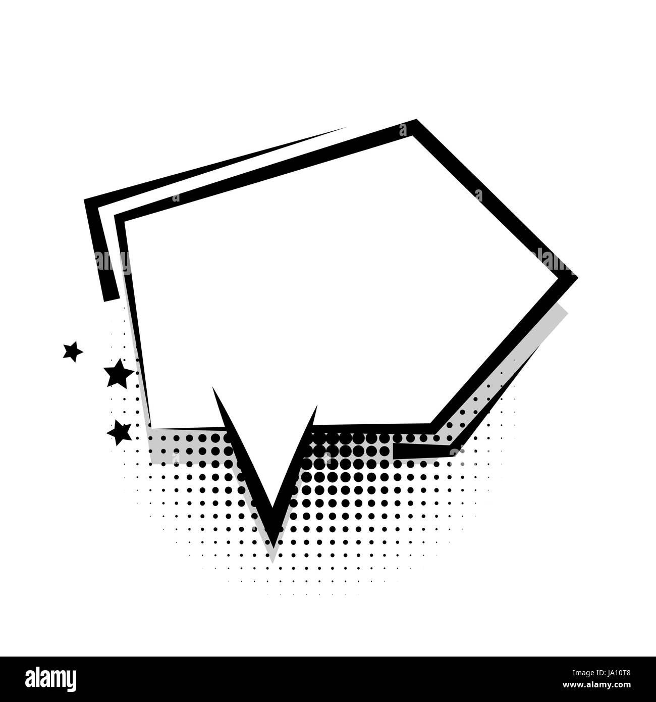 Pfeil-leere weiße Comic-Buch Text Ballon Pop-Art. Blase Symbol Rede Ausdruck. Cartoon-lustige Label-Tag-Ausdruck. Sound-Boom Explosionseffekte. Anzeige Stock Vektor