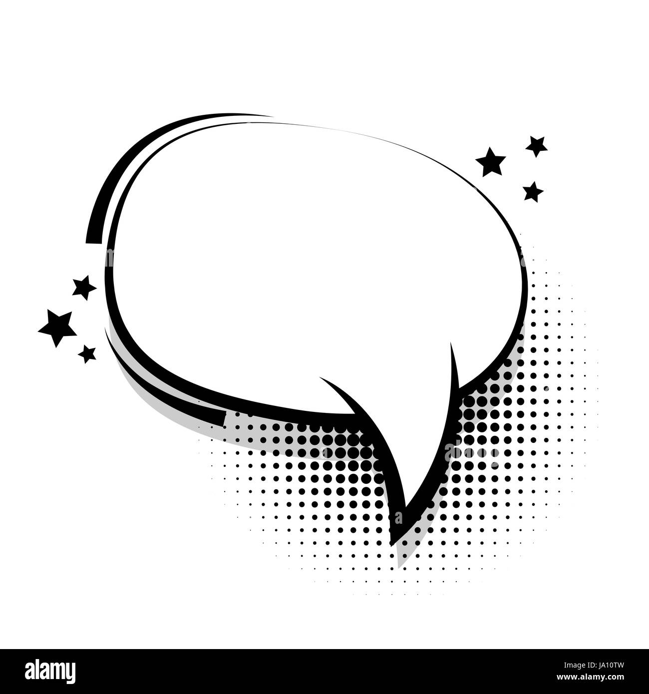 Ovale leere weiße Comic-Buch Text Ballon Pop-Art. Blase Symbol Rede Ausdruck. Cartoon-lustige Label-Tag-Ausdruck. Sound-Boom Explosionseffekte. Werbe Stock Vektor