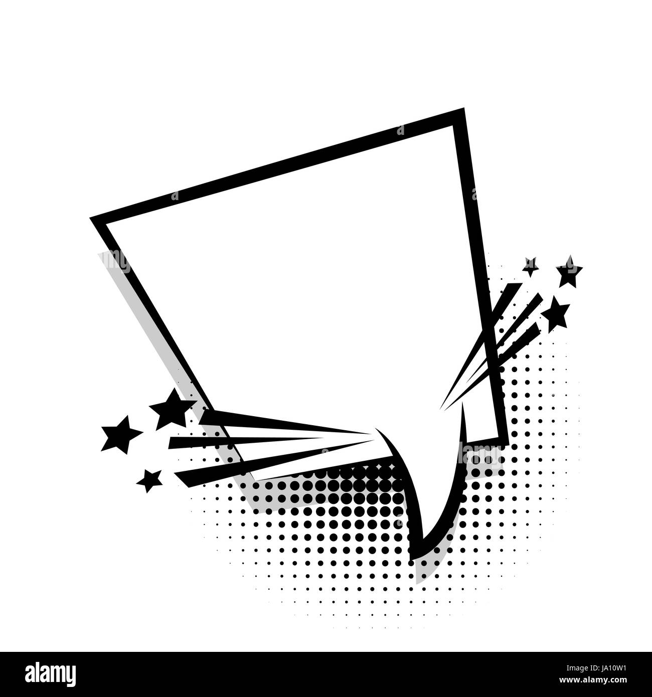 Quadratische leere weiße Comic-Buch Text Ballon Pop-Art. Blase Symbol Rede Ausdruck. Cartoon-lustige Label-Tag-Ausdruck. Sound-Boom Explosionseffekte. Werbe Stock Vektor