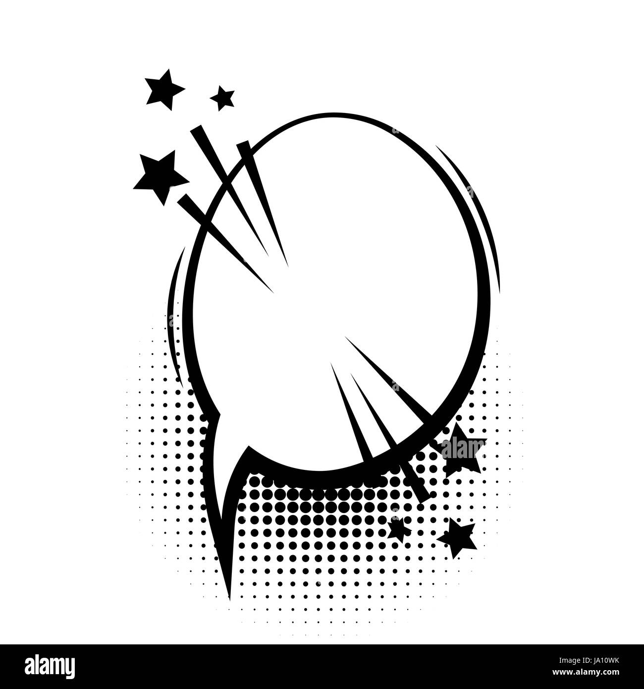 Ovale leere weiße Comic-Buch Text Ballon Pop-Art. Blase Symbol Rede Ausdruck. Cartoon-lustige Label-Tag-Ausdruck. Sound-Boom Explosionseffekte. Werbe Stock Vektor