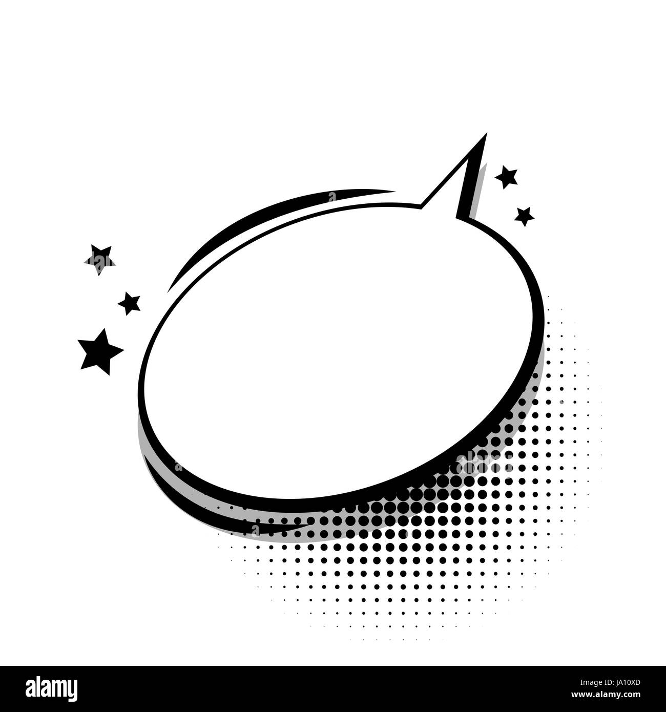 Ovale leere weiße Comic-Buch Text Ballon Pop-Art. Blase Symbol Rede Ausdruck. Cartoon-lustige Label-Tag-Ausdruck. Sound-Boom Explosionseffekte. Werbe Stock Vektor