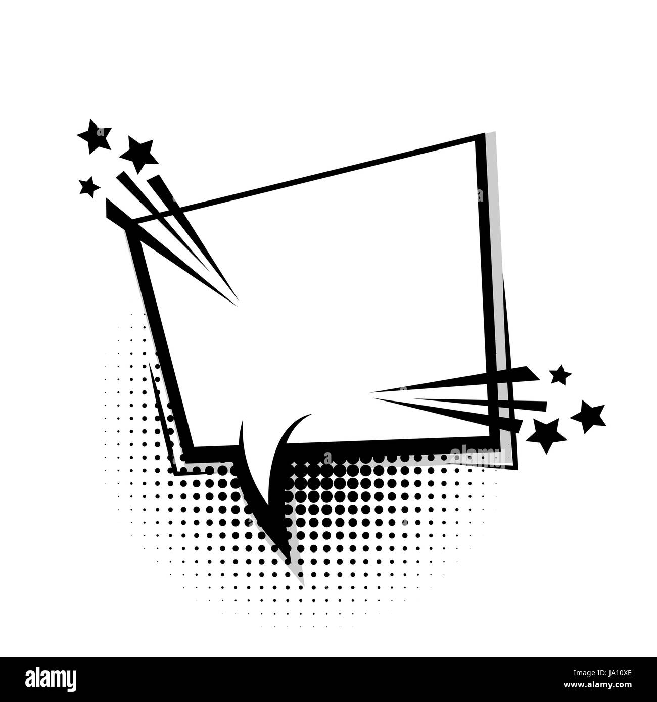 Quadratische leere weiße Comic-Buch Text Ballon Pop-Art. Blase Symbol Rede Ausdruck. Cartoon-lustige Label-Tag-Ausdruck. Sound-Boom Explosionseffekte. Werbe Stock Vektor