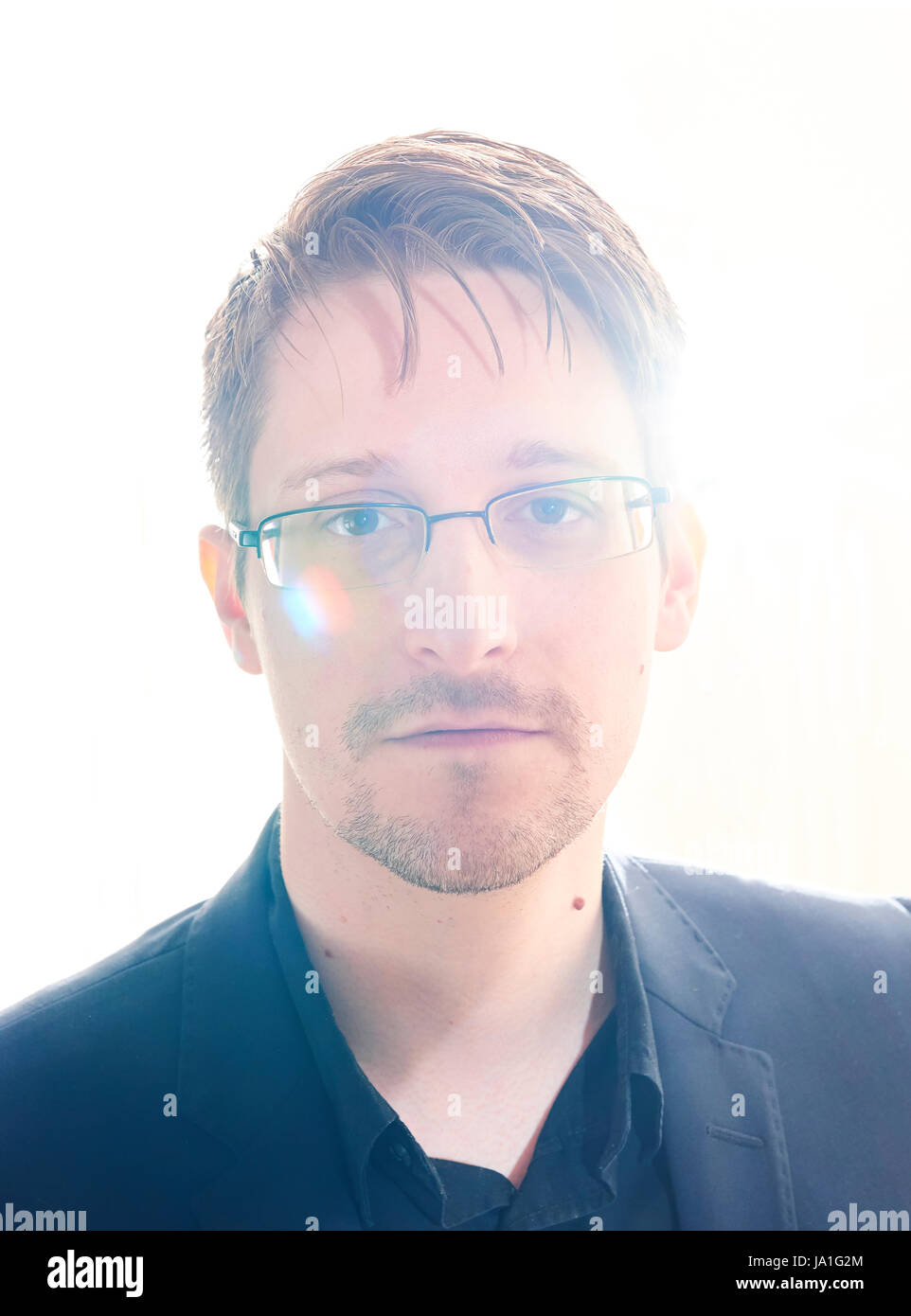 Edward Snowden im Exil leben in Moskau für exklusiv-Interview mit Kyodo News Japan Stockfoto