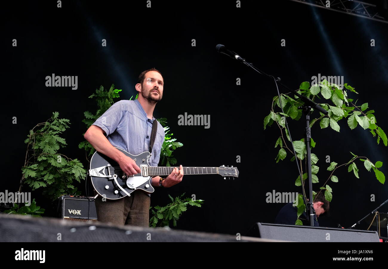 Martin Noble Gitarrist mit British Sea Power aka BSP auf Southampton gemeine Volk Festival kann 28. 2017 Stockfoto